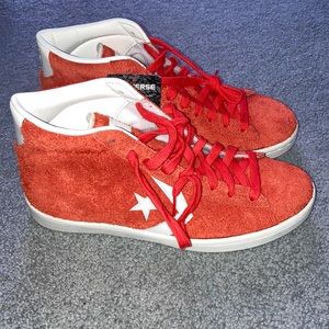 Orange suede pro leather high top converse NWT